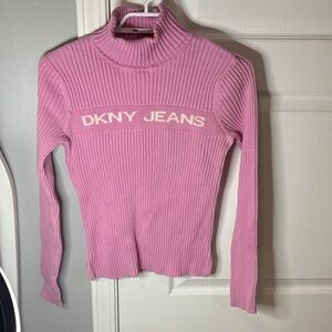 DKNY Pink Ribbed Long Sleeve Top